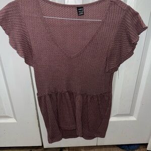 SHEIN Dusty Rose Blouse with Ruffle Sleeves